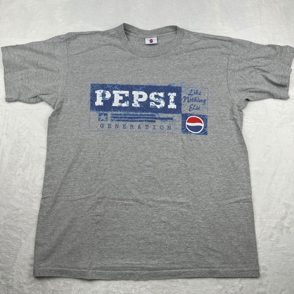 Pepsi Generation T Shirt Mens L/XL Gray Graphic Like Nothing Else Logo Tee 90s